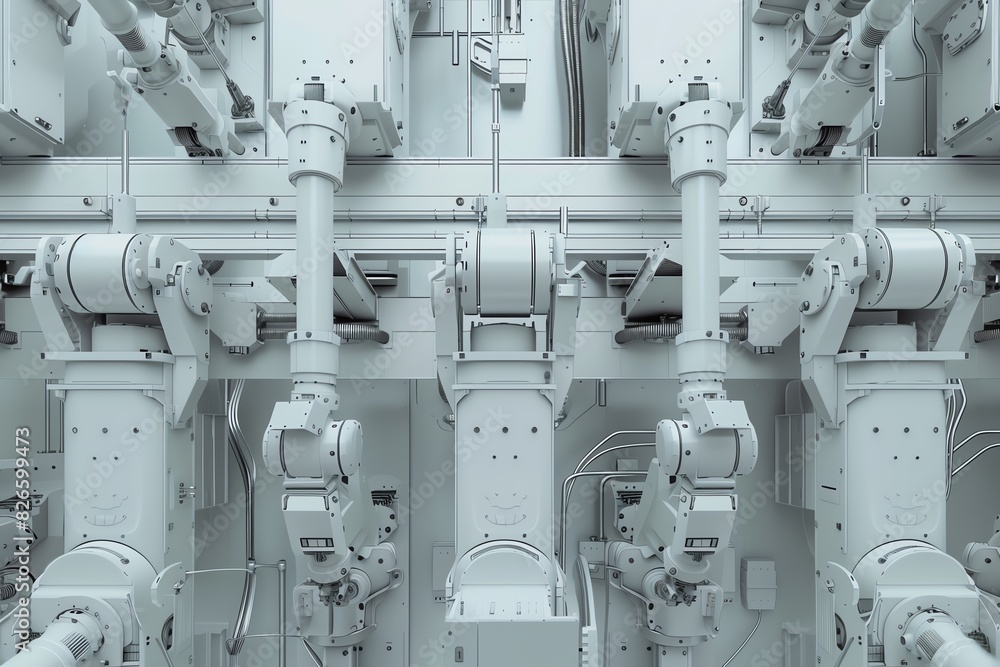 Poster high-tech robotic machinery in an industrial setting, showcasing advanced automation and precision e