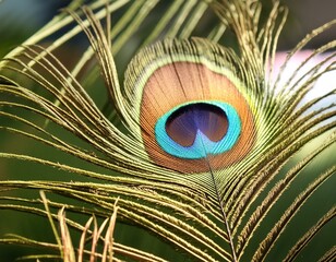 Obraz premium Abstract macro peacock feather