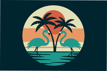 Fototapeta na wymiar summer vibes with palm tree t-shirt design vector illustration