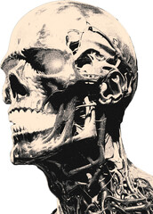 Skulls and man grunge effect, halftone, monochrome. To make collages, pulp and punk posters. Cutouts. Cyber. Horror.  Retro. Pop art and dark design. 