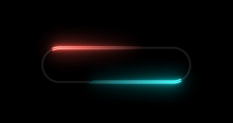 Neon retro style name placeholder neon sign board. Empty title space intro reveals shiny glowing rectangular frames for nightclubs, motels, and hotels. Circus billboard shows opener credit role asset.