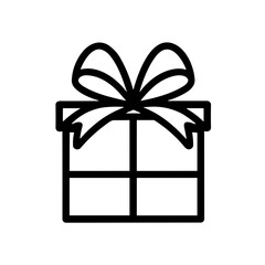 Simple black Present Christmas gift box icon