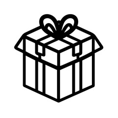 Simple black Present Christmas gift box icon