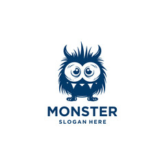 Cute monster logo vector illustration