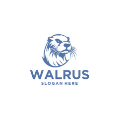 Walrus head logo vector illustration