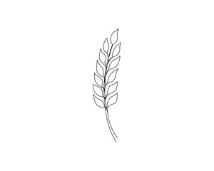 Continuous one line drawing of wheat. Barley or Rye simple outline vector illustration. Editable stroke.