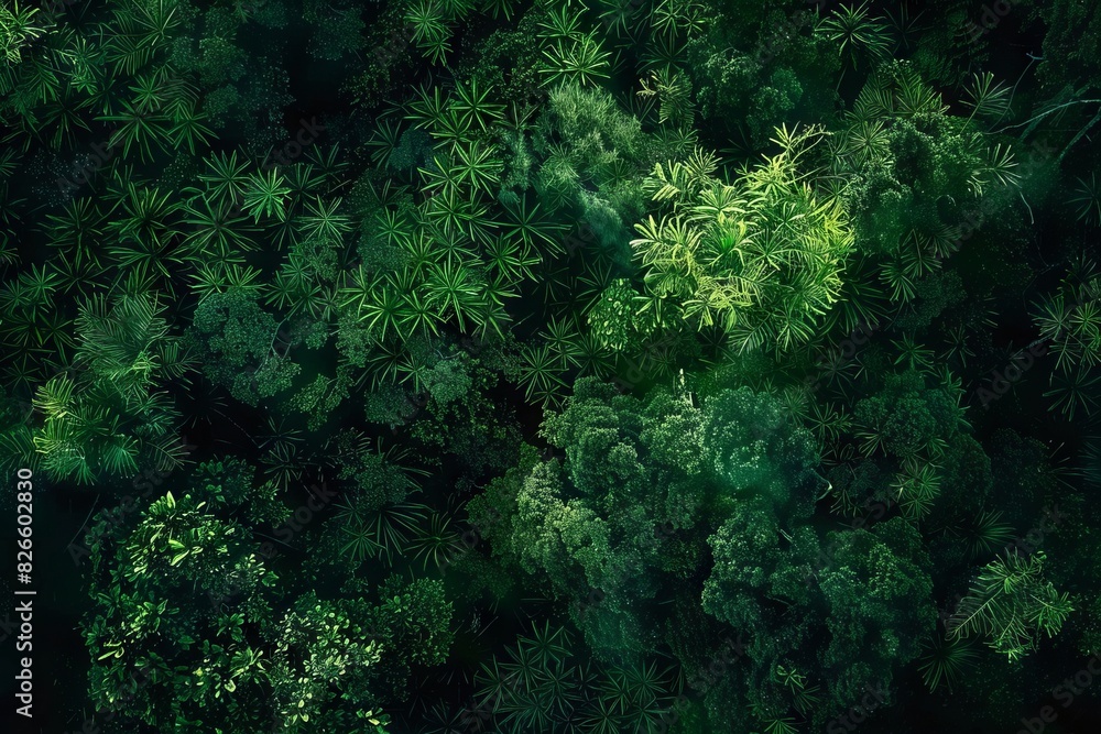 Canvas Prints The photo shows an aerial view of a lush green rainforest canopy - Canvas Prints