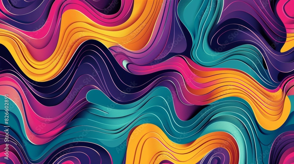 Poster abstract pattern with wavy lines and vibrant colors