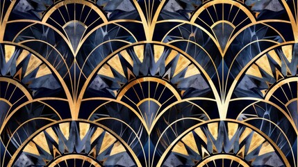 Fototapeta premium Art deco pattern with geometric shapes and gold accents