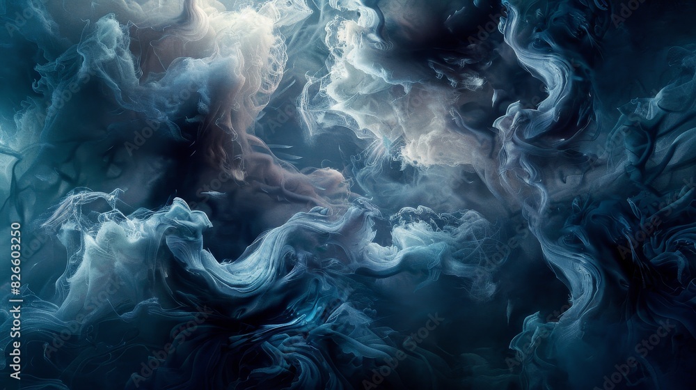 Poster abstract ocean waves create a dynamic scene with cool blues blending seamlessly