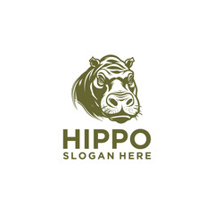Hippo head logo vector illustration