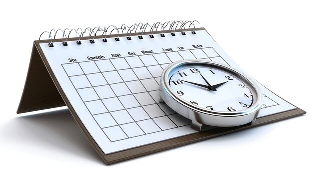 A work and holiday timetable is shown on a calendar. Effective time management and organization is demonstrated through effective time management. Flat graphic modern illustration isolated on white.