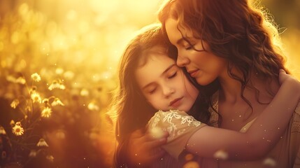 Naklejka premium Peaceful Embrace in Serene Outdoor Setting A Heartwarming Moment of Tender Affection and Closeness