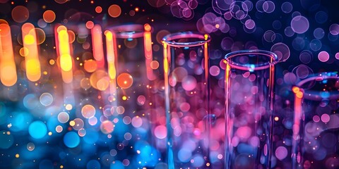 Colorful abstract background featuring chemistry test tubes for scientific experiments. Concept Science Experiments, Chemistry Lab, Abstract Art, Colorful Backgrounds, Laboratory Equipment