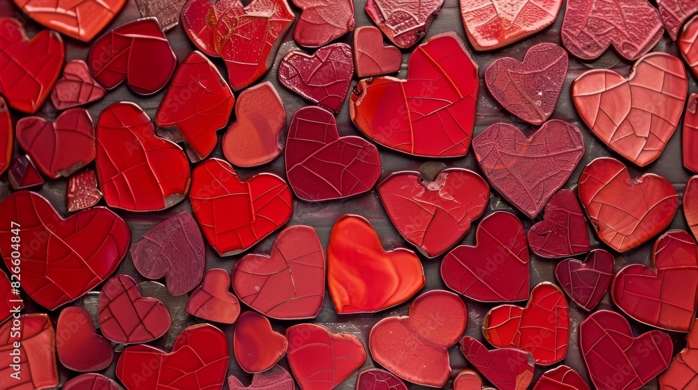 Poster heart pattern in various sizes and shades of red