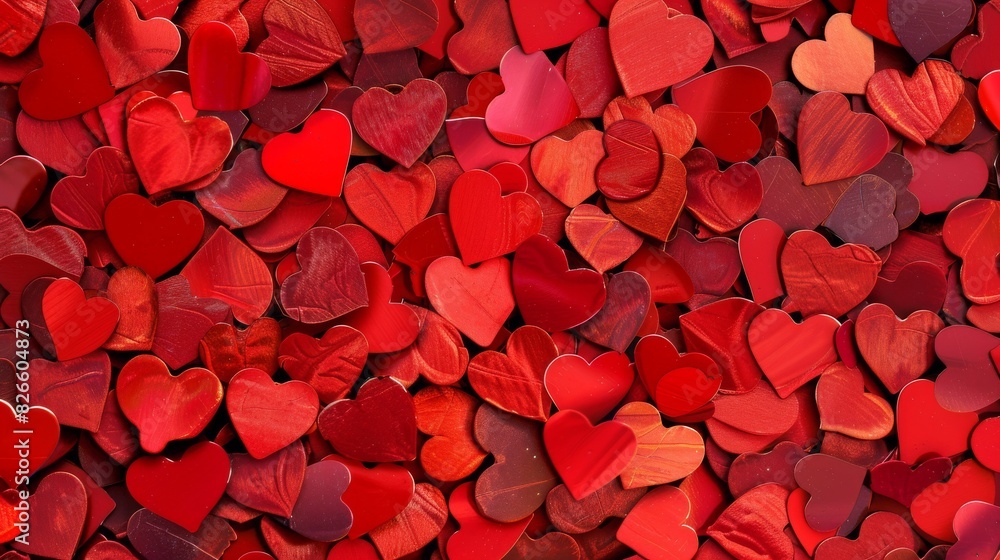 Poster heart pattern in various sizes and shades of red
