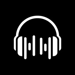 headphones icon on black background