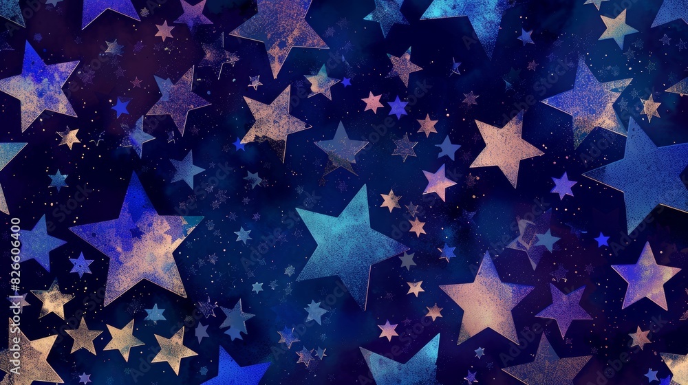 Poster star pattern with different sizes and shades on a dark background