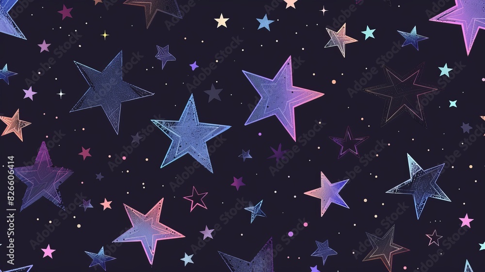 Poster star pattern with different sizes and shades on a dark background