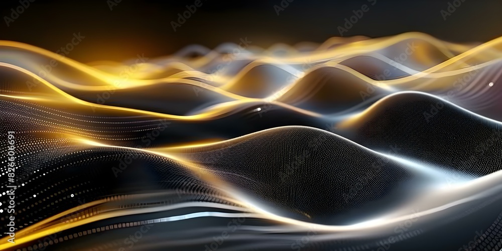Poster modern abstract background with black dot wave design and digital dot animation. concept abstract ar