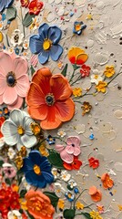 Vivid wildflowers in an abstract summer meadow radiate warmth with their bright hues