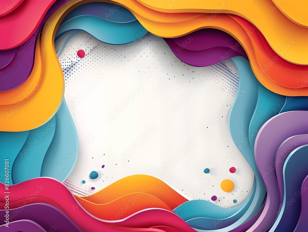Poster vibrant geometric shapes in modern abstract frame design with copy space