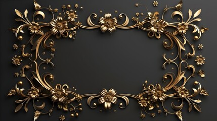 Elegant Gold Floral Frame Ornate Decorative Luxurious Design for Formal Invitations and Announcements