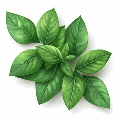A green leafy background with a white background