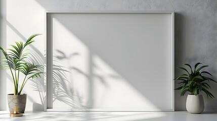 Minimalist White Frame with Clean Lines in Grey Room for Professional Presentations and Modern Interior Design
