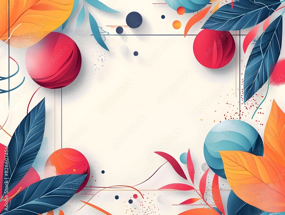 Poster vibrant abstract geometric frame with bold colors on white background suitable for creative projects