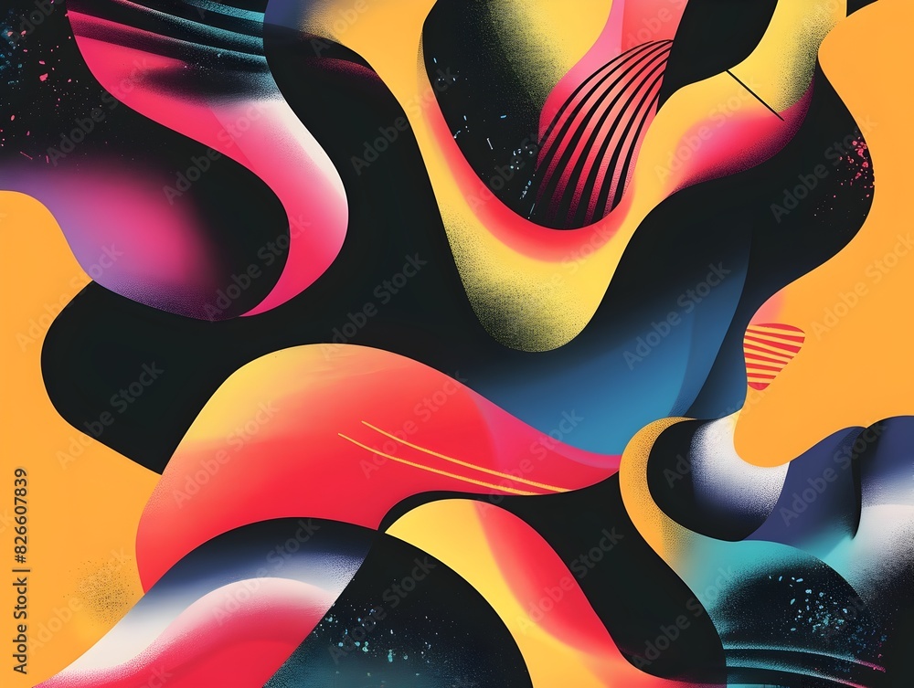 Aufkleber captivating abstract shapes and vibrant colors in dynamic composition