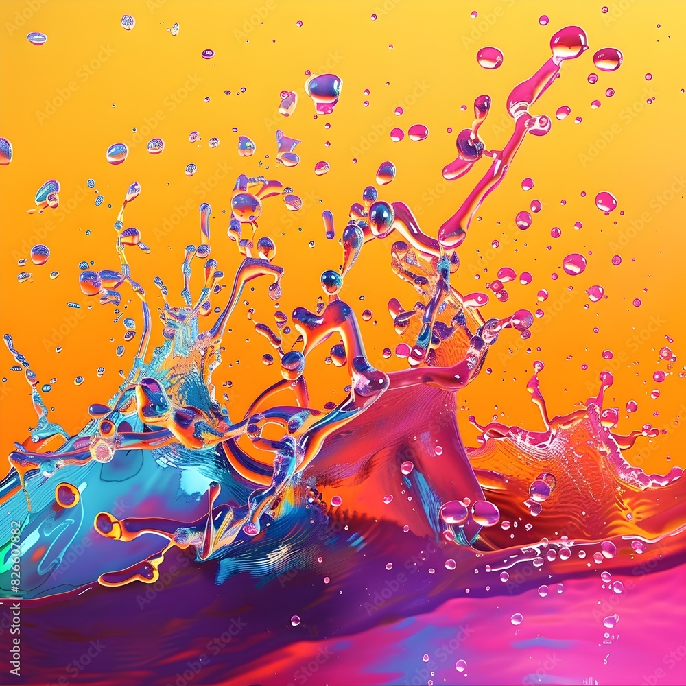 Poster vibrant color explosion in abstract digital masterpiece with fluid motion and dynamic energy