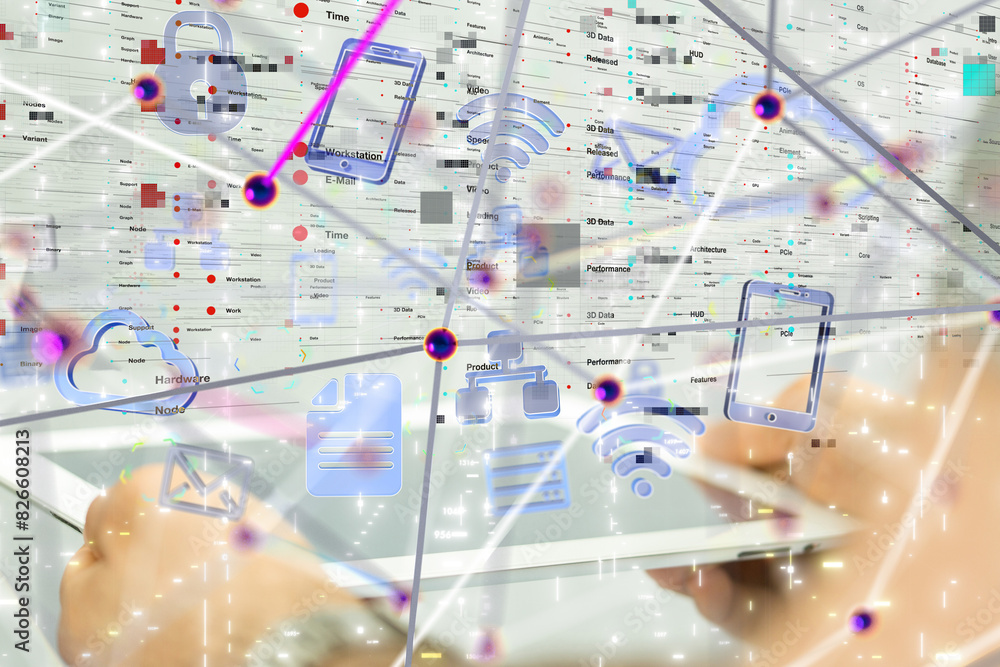Poster business intelligence analyst dashboard on virtual - 3d