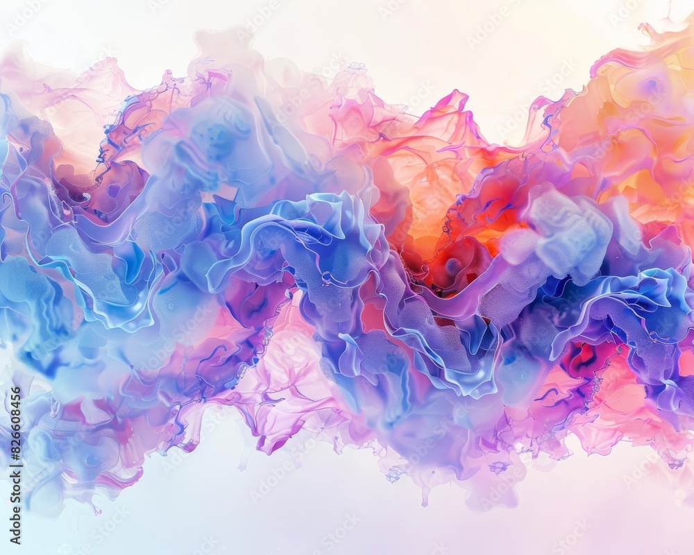 Aufkleber incorporate intricate watercolor techniques to depict long shot fractal patterns combine soft pastel