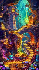 Obraz premium 3 Photo of a colorful depiction of the gold smelting process
