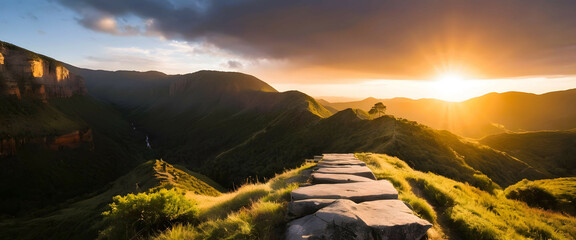 Majestic Mountain Landscape Beneath a Dramatic Cloud-Filled Sky