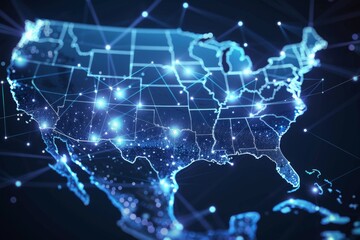 Digital map of america network connectivity created with generative ai