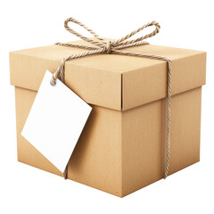 Brown Gift Box with Twine and Blank Tag
