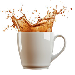 Splashing Coffee in White Mug Captured in Motion