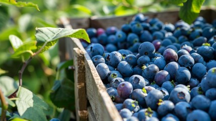 A crate full of blueberries