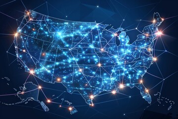 Digital map of america network connectivity created with generative ai