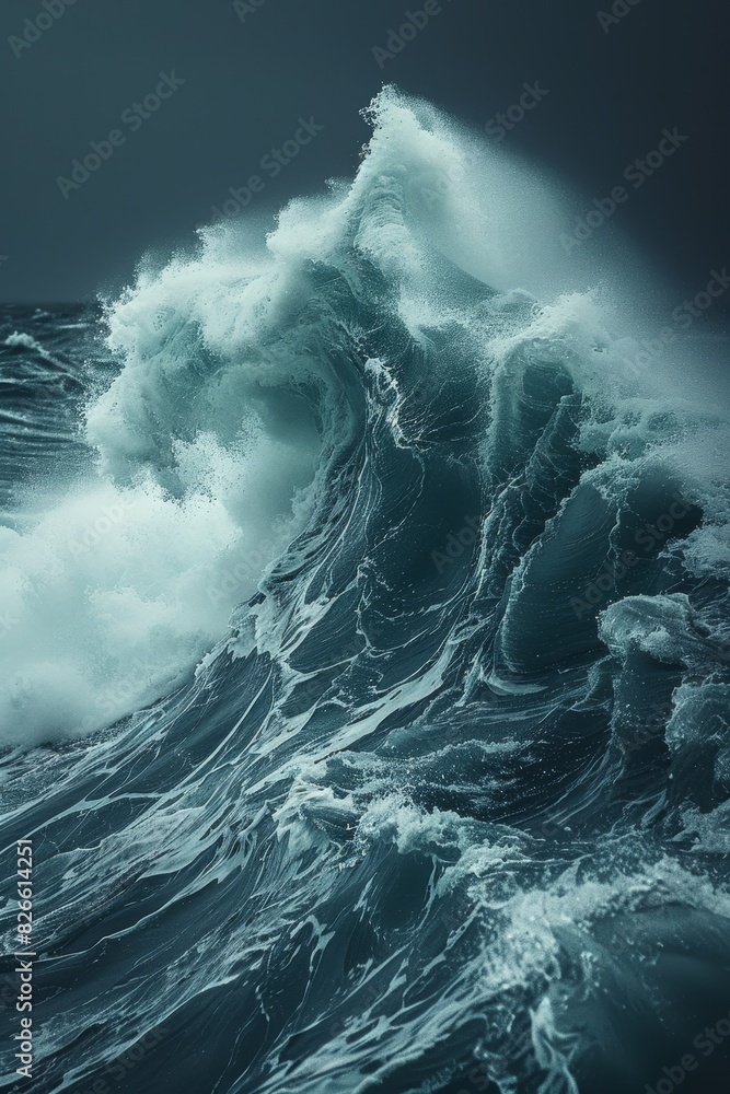 Poster vibrant blues and dynamic waves create an abstract ocean scene full of energy and movement
