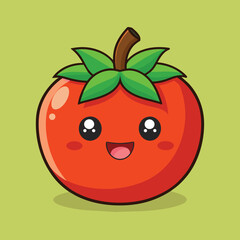 Obraz premium Cute tomato smile cartoon vector icon illustration food nature icon isolated flat vector