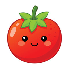 Cute tomato smile cartoon vector icon illustration food nature icon isolated flat vector