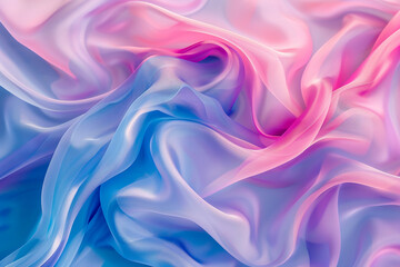 Fototapeta premium Elegant blue pink purple silk fabric texture abstract, silky waves. Smooth textile background, elegance luxurious design