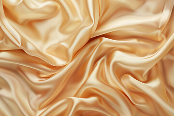 Fototapeta premium Elegant beige silk fabric texture abstract, silky waves. Smooth textile background, elegance luxurious design