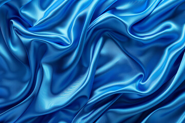 Fototapeta premium Elegant blue silk fabric texture abstract, silky waves. Smooth textile background, elegance luxurious design