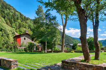 San Martin de la Cortinada church (Pueblo Cortinada) town of Andorra, belonging to the parish of...