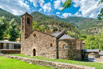 San Martin de la Cortinada church (Pueblo Cortinada) town of Andorra, belonging to the parish of Ordino.