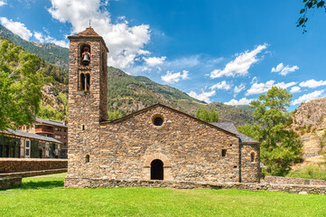 San Martin de la Cortinada church (Pueblo Cortinada) town of Andorra, belonging to the parish of...